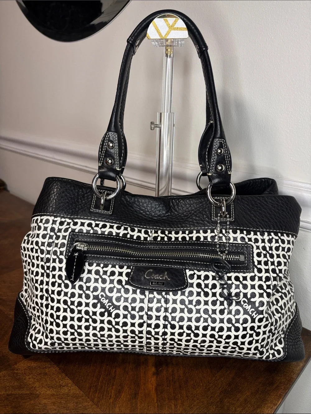 Coach Penelope Op Art Signature Shoulder Bag in classic black and white EUC - Picture 16 of 16